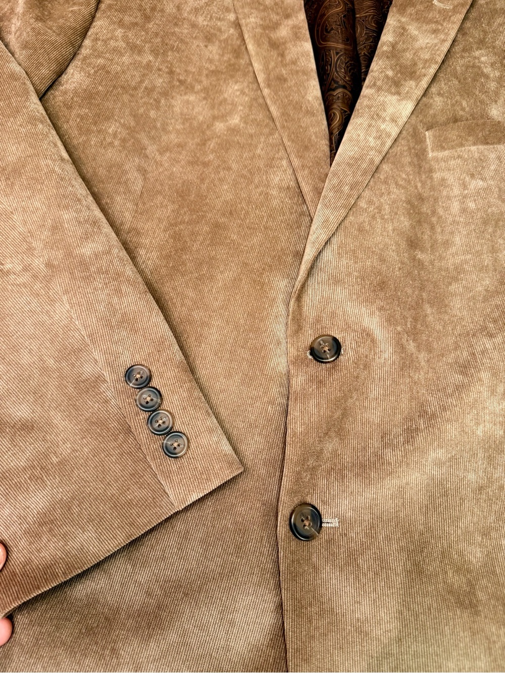 Chaps Blazer Men's 50R Tan/Beige Corduroy 2 Button Sport Coat Jacket Suede-like - Picture 5 of 15